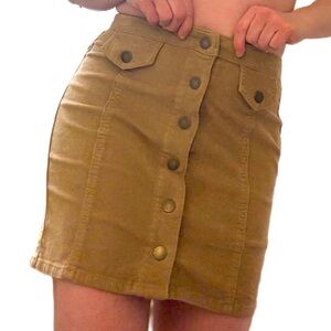 Blue Spice Premium Tan Corduroy Snap Size 3 High Waist Skirt